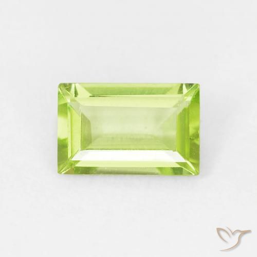 0.52ct 天然 亮绿色 橄榄石, 狭长方形, VVS-VS