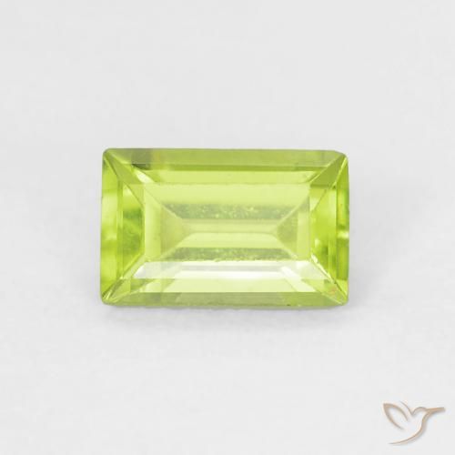 0.53ct 天然 亮绿色 橄榄石, 狭长方形, VVS-VS