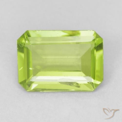 0.78ct 天然 亮绿色 橄榄石, 祖母绿式切割, VS-SI