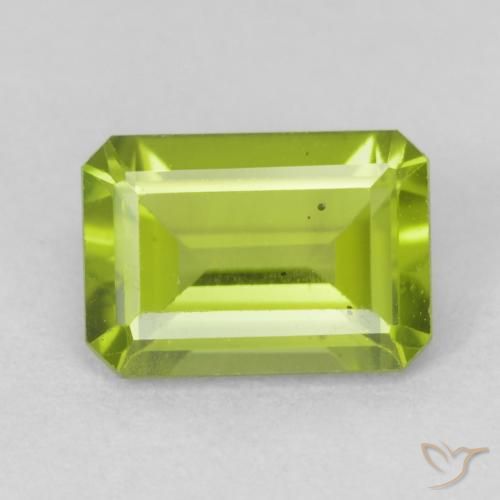0.90ct 天然 亮绿色 橄榄石, 祖母绿式切割, VVS