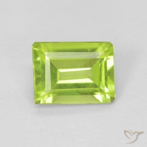 0.98ct 天然 亮绿色 橄榄石, 祖母绿式切割, VVS-VS