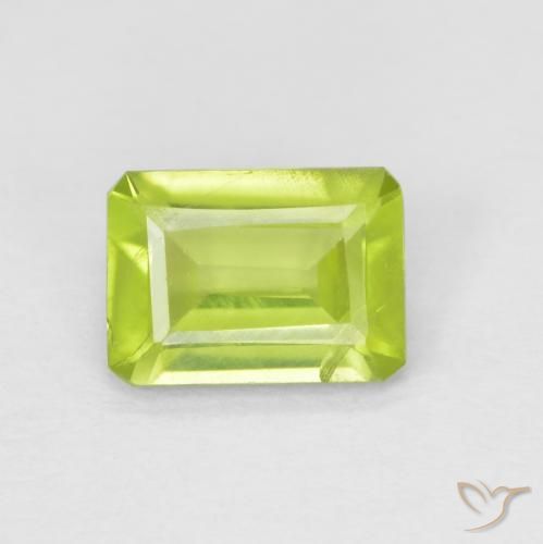 0.89ct 天然 亮绿色 橄榄石, 祖母绿式切割, VS