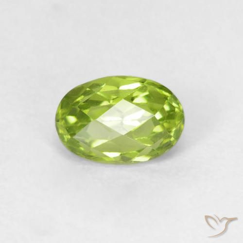 0.72ct 天然 亮绿色 橄榄石, 椭圆形, VVS-VS