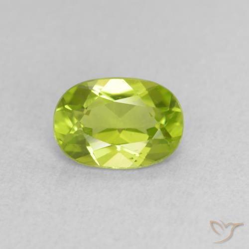 0.90ct 天然 黄绿色 橄榄石, 椭圆形, VVS-VS