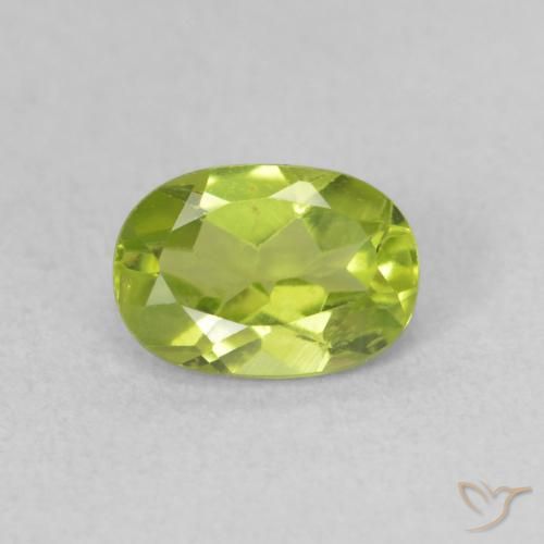 0.92ct 天然 黄绿色 橄榄石, 椭圆形, VS