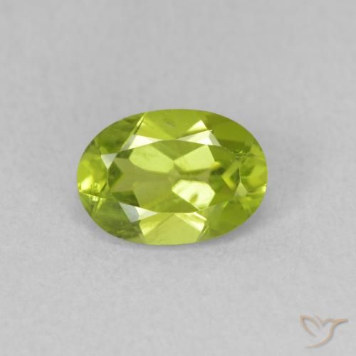 0.92ct 天然 黄绿色 橄榄石, 椭圆形, VVS-VS