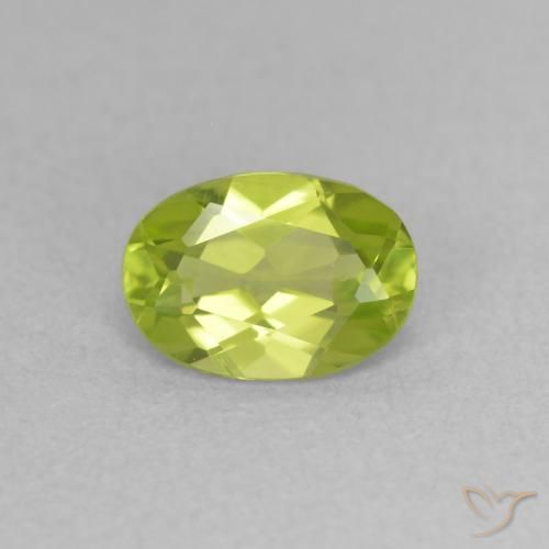 0.87ct 天然 亮绿色 橄榄石, 椭圆形, VVS-VS