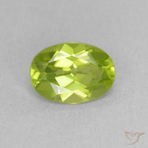 0.90ct 天然 黄绿色 橄榄石, 椭圆形, VVS-VS