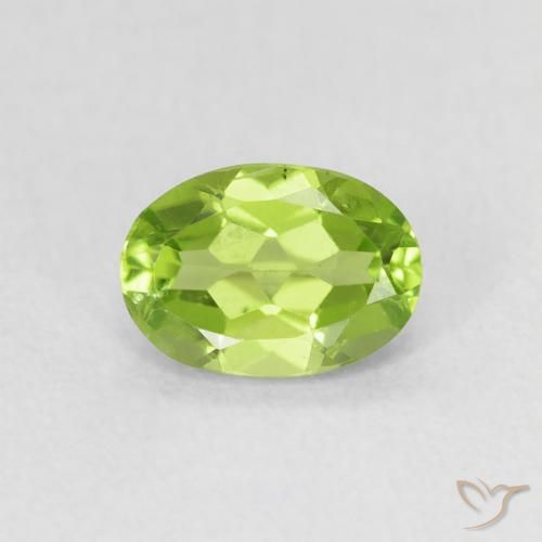 0.94ct 天然 黄绿色 橄榄石, 椭圆形, VS
