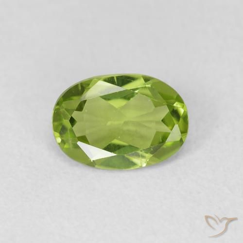 0.73ct 天然 充满活力的绿色 橄榄石, 椭圆形, VVS-VS