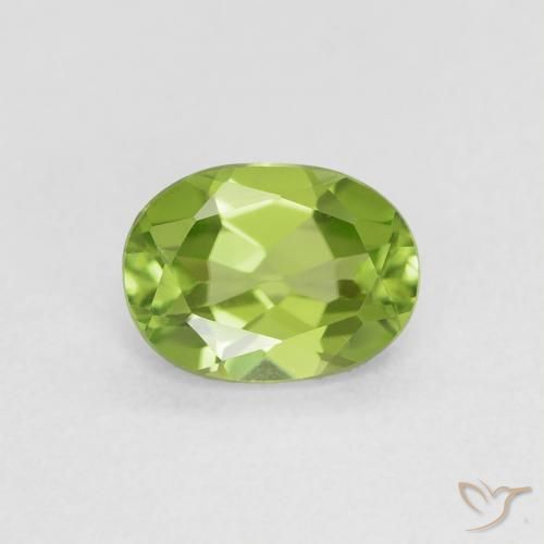 0.90ct 天然 黄绿色 橄榄石, 椭圆形, VVS-VS