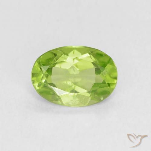 0.80ct 天然 亮绿色 橄榄石, 椭圆形, VS
