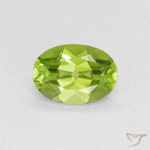 0.84ct 天然 黄绿色 橄榄石, 椭圆形, VS