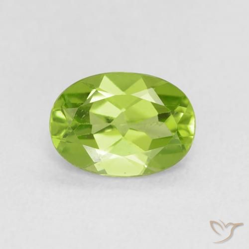 0.91ct 天然 亮绿色 橄榄石, 椭圆形, VS