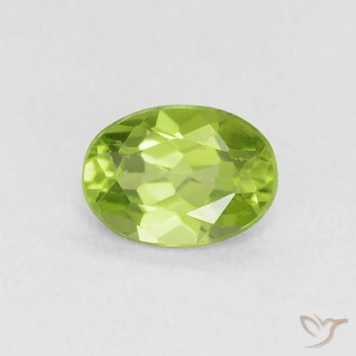 0.79ct 天然 黄绿色 橄榄石, 椭圆形, VS