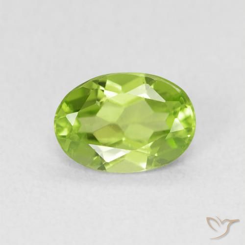 0.89ct 天然 黄绿色 橄榄石, 椭圆形, VS