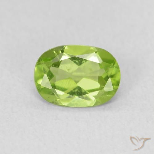 0.85ct 天然 黄绿色 橄榄石, 椭圆形, VS