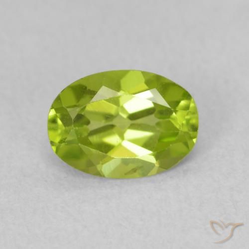 0.85ct 天然 黄绿色 橄榄石, 椭圆形, VS