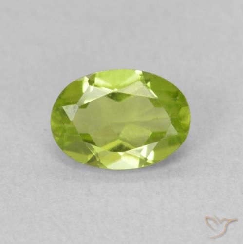0.80ct 天然 亮绿色 橄榄石, 椭圆形, VS
