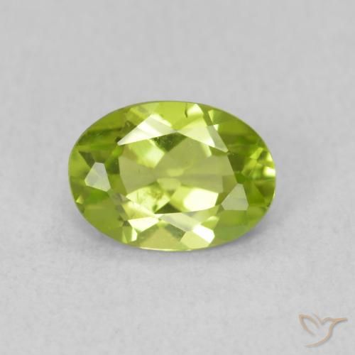 0.81ct 天然 亮绿色 橄榄石, 椭圆形, VS