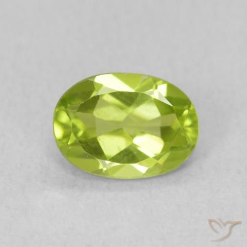 0.89ct 天然 亮绿色 橄榄石, 椭圆形, VS