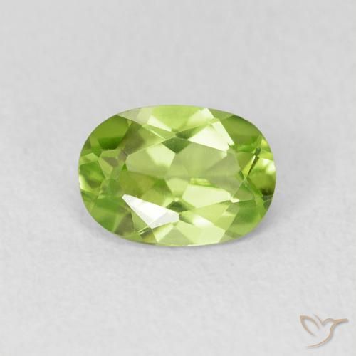 0.85ct 天然 黄绿色 橄榄石, 椭圆形, VVS-VS
