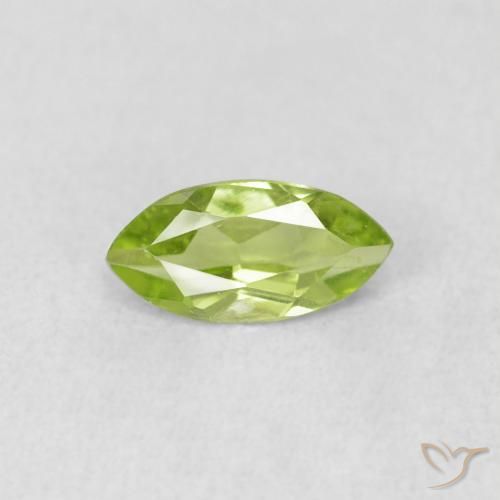 0.63ct 天然 亮绿色 橄榄石, 榄尖形, VS