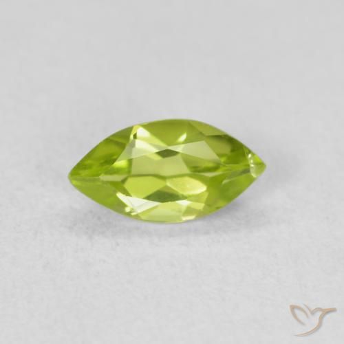 0.62ct 天然 亮绿色 橄榄石, 榄尖形, VS