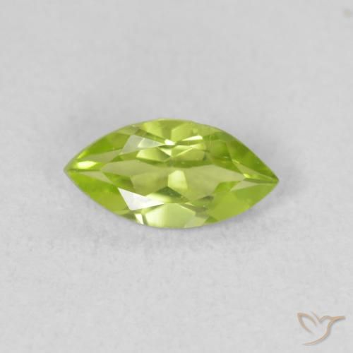 0.60ct 天然 亮绿色 橄榄石, 榄尖形, VS
