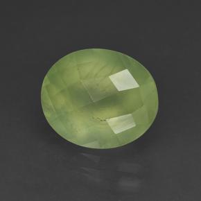 4.92克拉天然绿色葡萄石，椭圆形切割，12×10毫米，半透明
