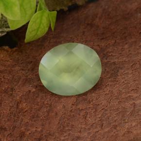 4.98克拉天然绿色葡萄石，椭圆形切割，12×10毫米，半透明
