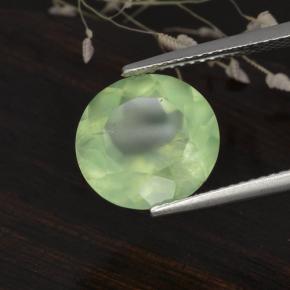 5.61克拉天然绿色葡萄石，圆形切割，11.85毫米，半透明