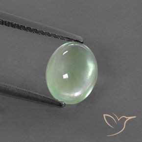 1.49ct 天然 非常浅的鼠尾草绿色 葡萄石, 椭圆形, 透明/半透明