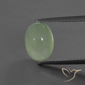 3.89ct 天然 淡柠檬绿 葡萄石, 椭圆形, 透明/半透明