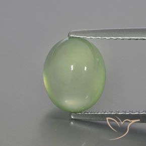 3.72ct 天然 淡柠檬绿 葡萄石, 椭圆形, 透明/半透明