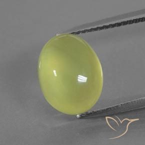 4.31ct 天然 浅绿黄色 葡萄石, 椭圆形, 透明/半透明