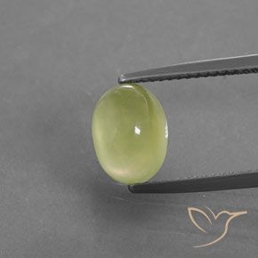 3.39ct 天然 淡黄色 葡萄石, 椭圆形, 透明/半透明