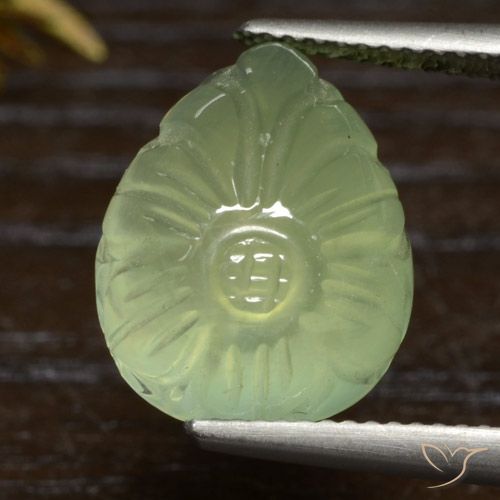 10.20ct 天然 黄绿色 葡萄石, 梨形, 半透明