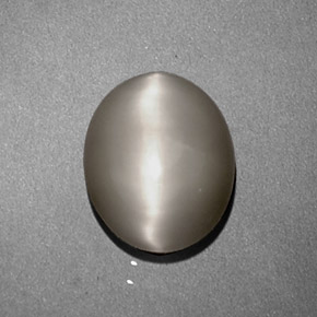 1.97克拉天然奶油色Quartz Cat's Eye，椭圆形切割，9×7.2毫米，不透明