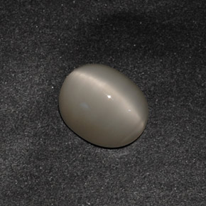 3.42克拉天然灰色Quartz Cat's Eye，椭圆形切割，10.1×8.1毫米，不透明