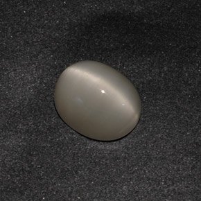 3.42克拉天然灰色Quartz Cat's Eye，椭圆形切割，10.1×8.1毫米，不透明