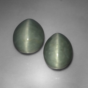 天然绿色Quartz Cat's Eye，椭圆形切割，13.2×9.8毫米，不透明