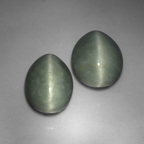 天然绿色Quartz Cat's Eye，椭圆形切割，13.2×9.8毫米，不透明