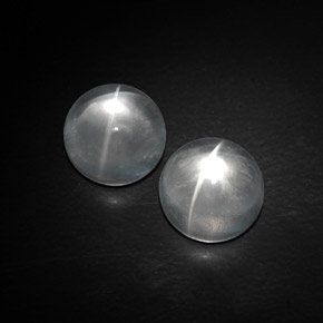 天然白色Quartz Cat's Eye，圆形切割，10.19毫米，透明