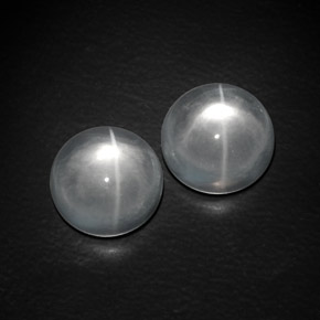天然白色Quartz Cat's Eye，圆形切割，10.29毫米，透明