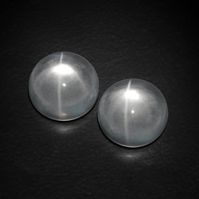 天然白色Quartz Cat's Eye，圆形切割，10.29毫米，透明