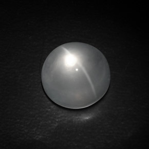 10.71克拉天然白色Quartz Cat's Eye，圆形切割，13.22毫米，透明