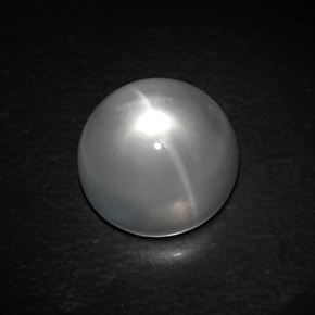 10.84克拉天然白色Quartz Cat's Eye，圆形切割，13.19毫米，透明