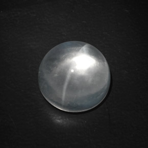 9.89克拉天然白色Quartz Cat's Eye，圆形切割，12.76毫米，透明
