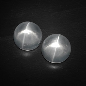 天然白色Quartz Cat's Eye，圆形切割，9.56毫米，透明